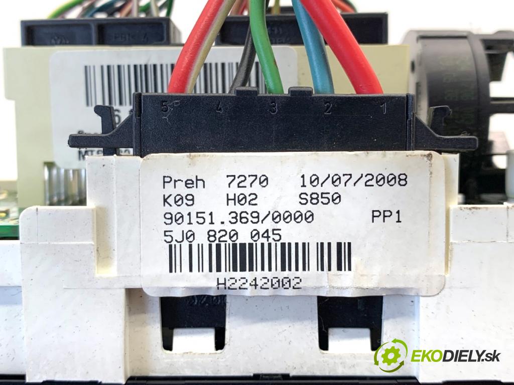 SKODA FABIA II liftback 2008 63 kW 1.4 1390 Panel ovládania kúrenia 5J0820045 (Prepínacie páčky pod volantom)