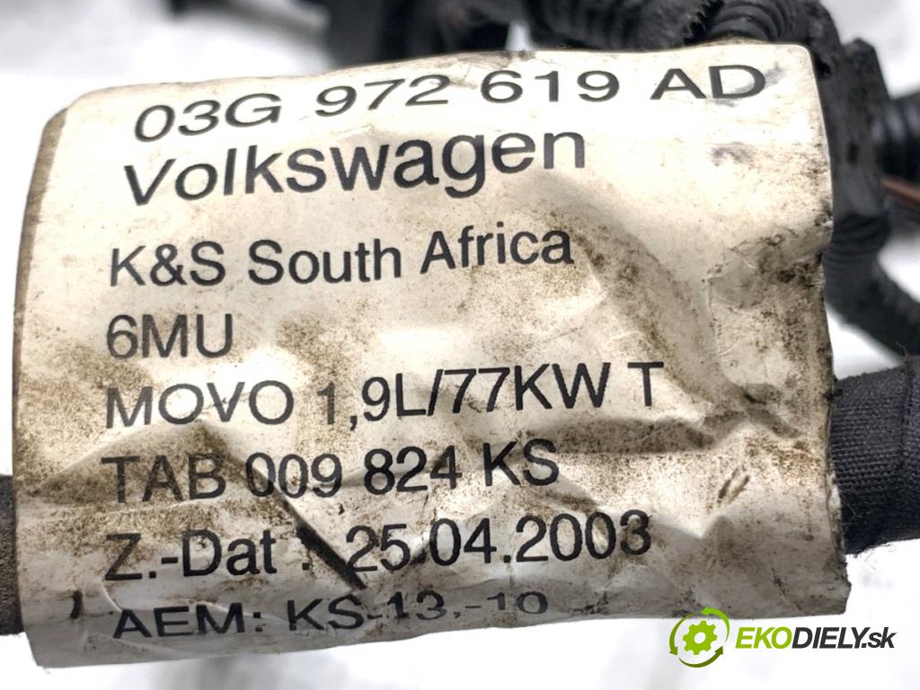 VW TOURAN nadwozie wielkoprzestrzenne (MPV) 2005 66 kW 1.9 TDI 1896 Káblovačka Motor 03G972619AD
