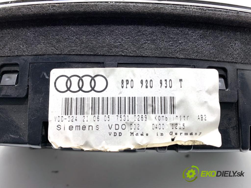AUDI A3 8P liftback 2005 147 kW 2.0 TFSI quattro 1984 Prístrojovka 8P0920930T (Prístrojová doska)