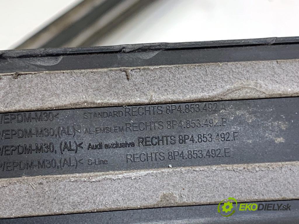 AUDI A3 8P liftback 2005 147 kW 2.0 TFSI quattro 1984 lišty PROGOWE gumy pedálu S-LINE 8P4853492F 8P4853558F