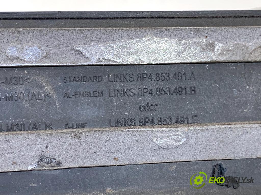 AUDI A3 8P liftback 2005 147 kW 2.0 TFSI quattro 1984 lišty PROGOWE gumy pedálu S-LINE 8P4853492F 8P4853558F