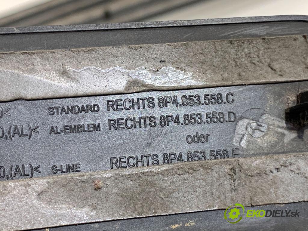 AUDI A3 8P liftback 2005 147 kW 2.0 TFSI quattro 1984 lišty PROGOWE gumy pedálu S-LINE 8P4853492F 8P4853558F