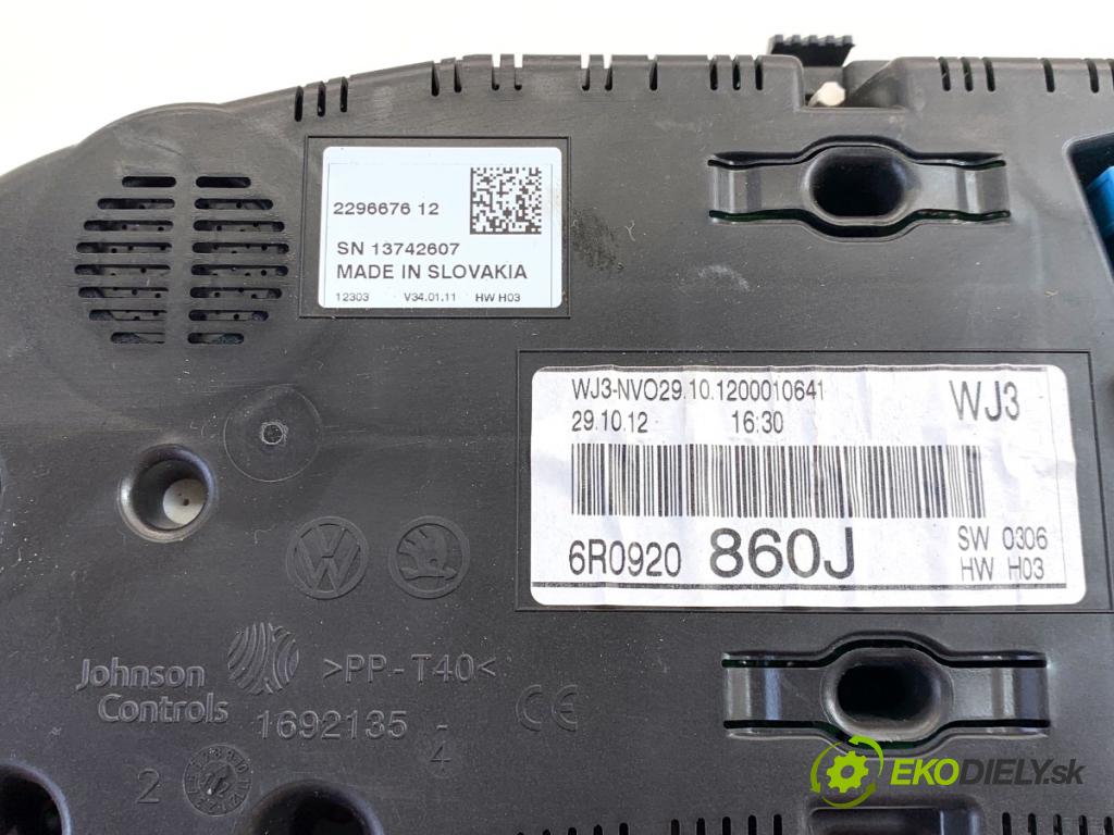 VW POLO V liftback 2012 44 kW 1.2 1198 Prístrojovka 6R0920860J (Prístrojová doska)