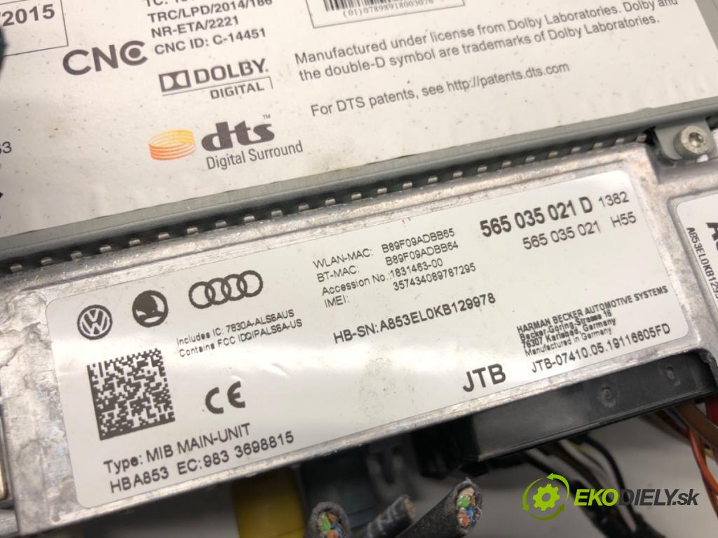 SKODA KODIAQ SUV 2019 110 kW 1.5 TSI 1495 CZYTNIK navigace 565035021D (Elektrosoučásti ostatní)