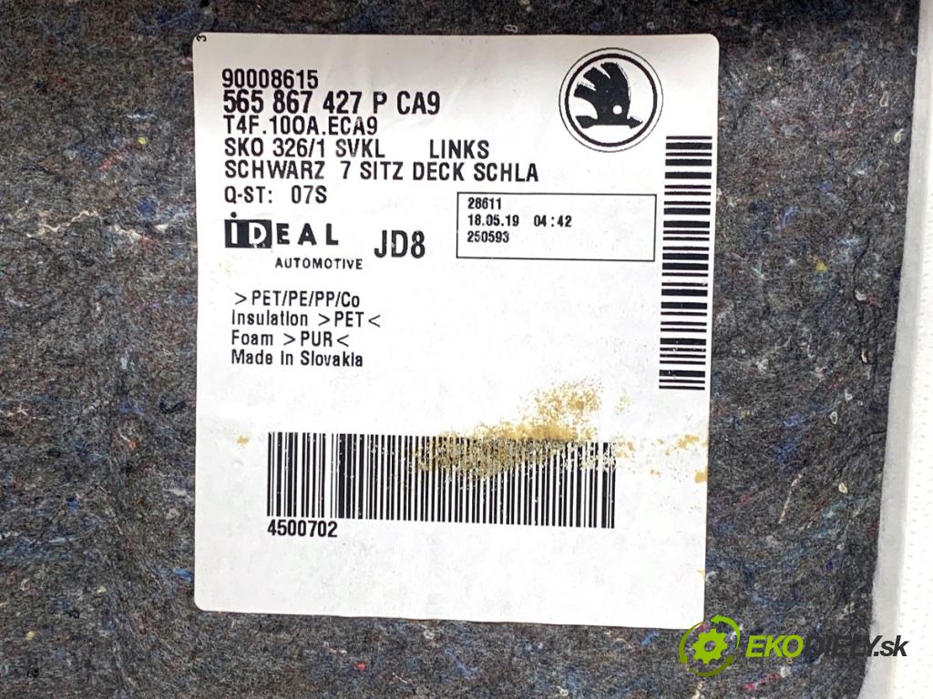 SKODA KODIAQ SUV 2019 110 kW 1.5 TSI 1495 čalúnenie kufra ľavy 565867427P