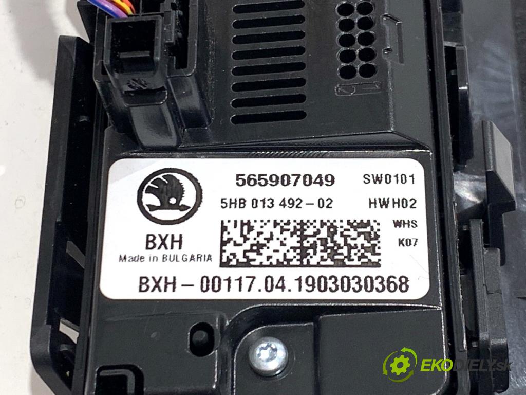 SKODA KODIAQ SUV 2019 110 kW 1.5 TSI 1495 Panel ovládania kúrenia klimatizácie zad 565907049