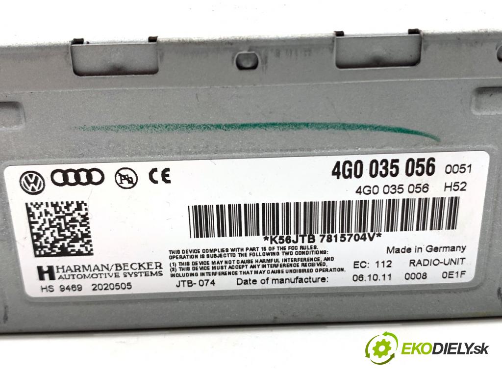AUDI A4 B8 Kombi 2011 125 kW 2.0 TDI quattro 1968 RADIO Navigácia 4G0035056 (Audio zariadenie)