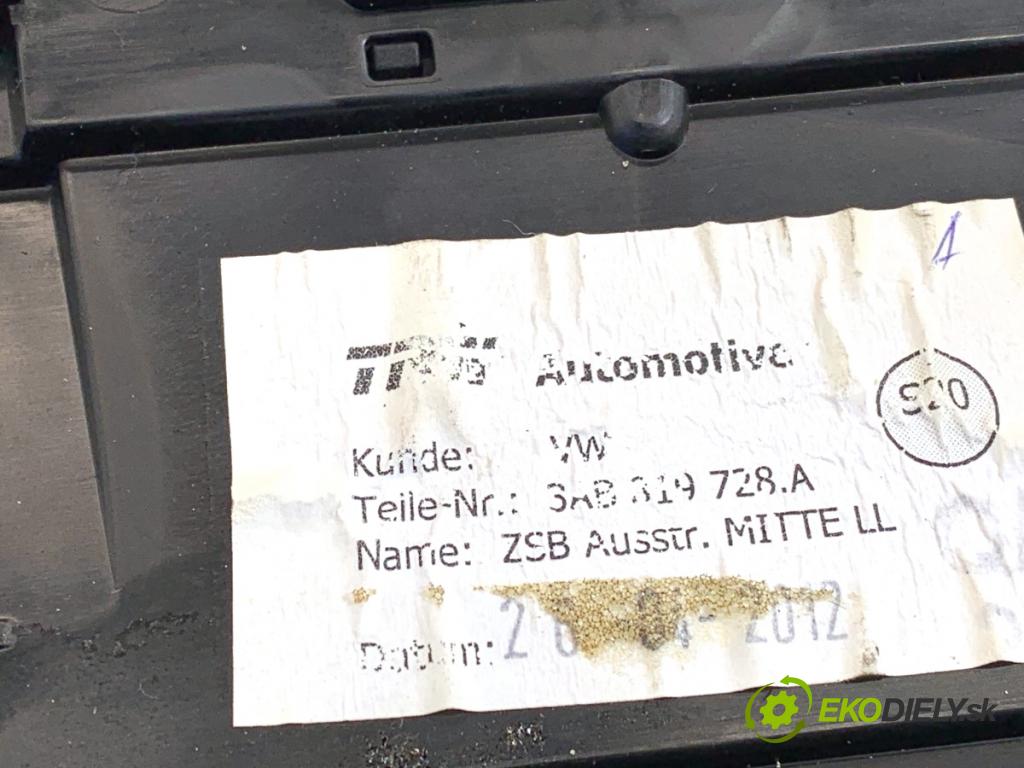 VW PASSAT B7 Kombi 2011 125 kW 2.0 TDI 1968 Mriežky kúrenia predný 3AB819728A