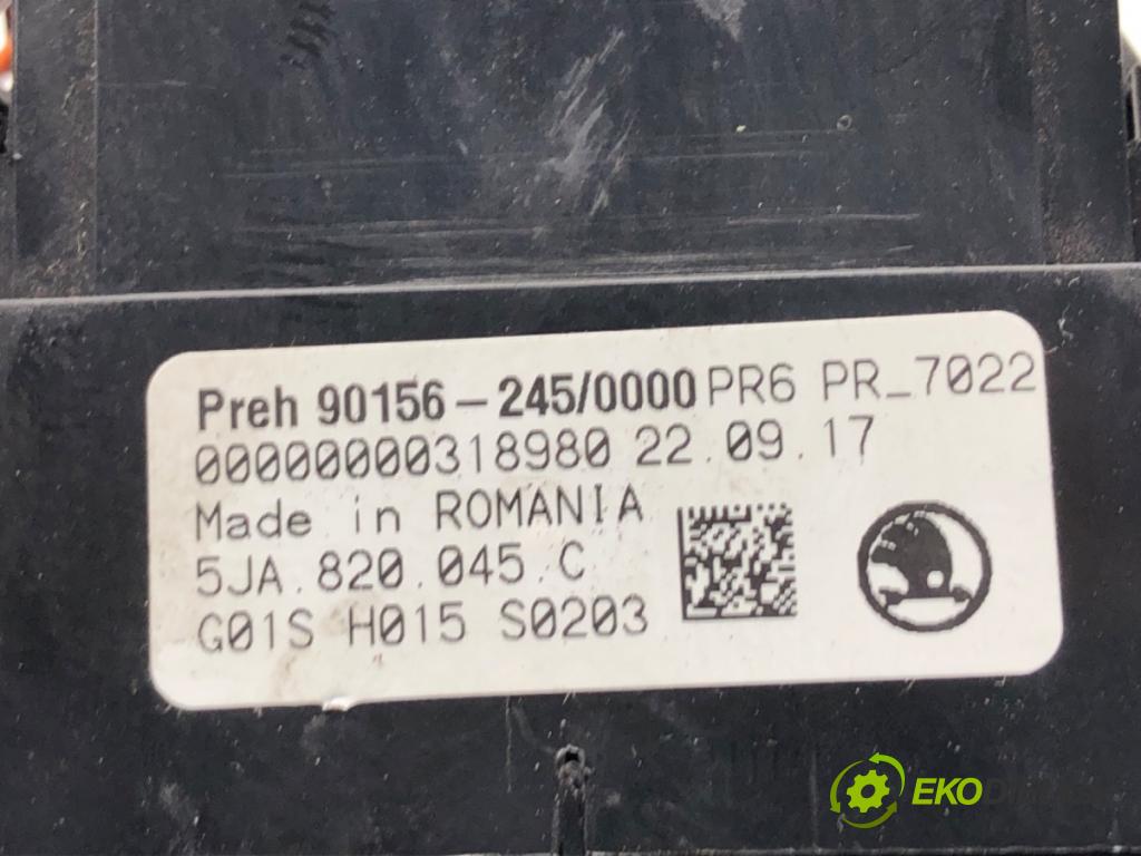 SKODA RAPID liftback 2017 85 kW 1.6 TDI 1598 Panel ovládania kúrenia 5JA820045C (Prepínacie páčky pod volantom)