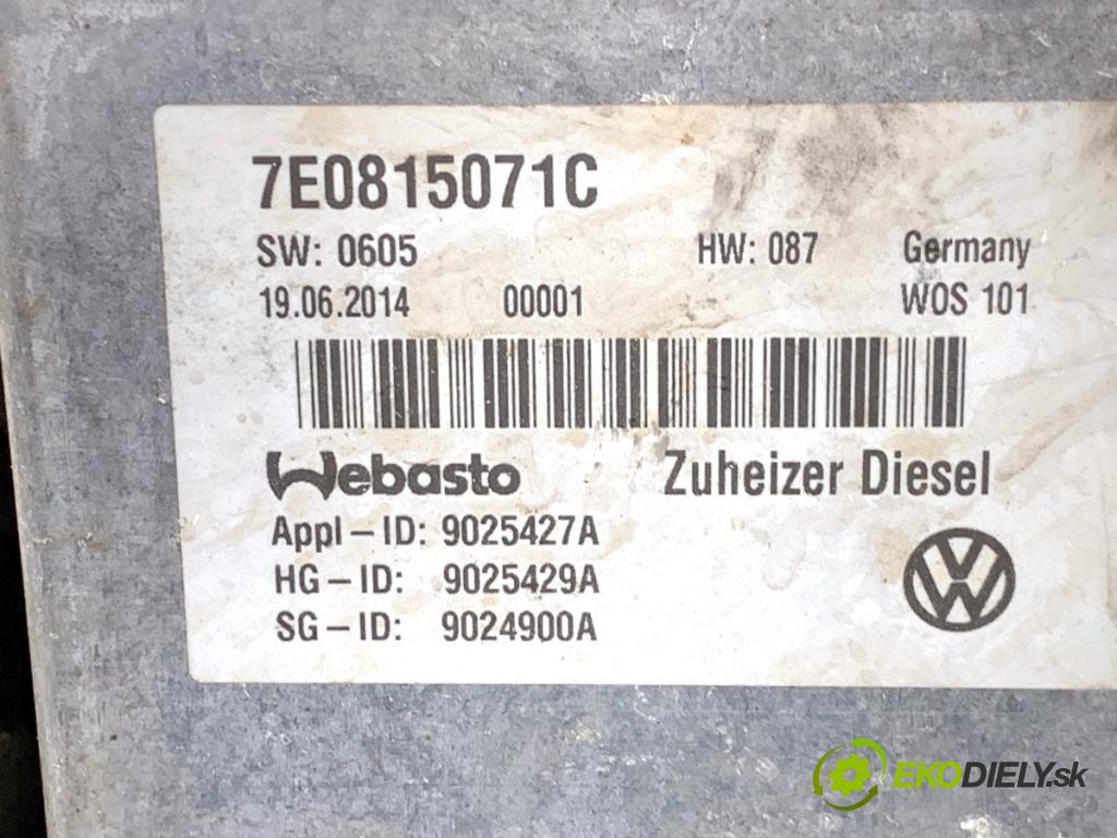 VW TRANSPORTER T5 Autobus 2014 75 kW 1.9 TDI 1896 Webasto 7E0815071C (Webasto (nezávislé kúrenie))