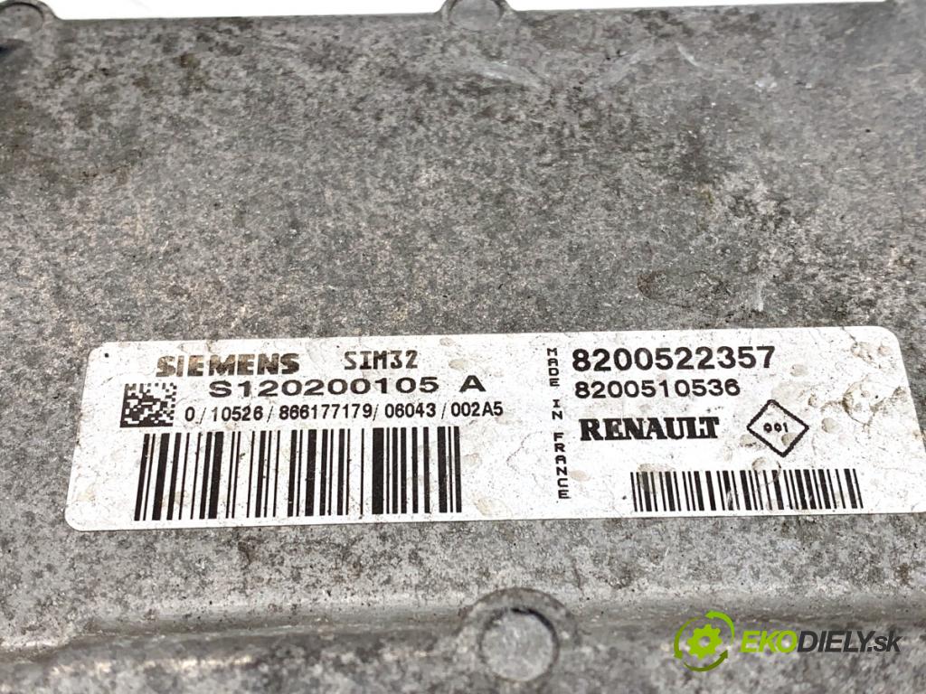 RENAULT CLIO III liftback 2006 55 kW 1.2 16V (BR02, BR0J, BR11, CR02, CR0J, CR11) 1149 řídící jednotka motora 8200522357 (Řídicí jednotka)