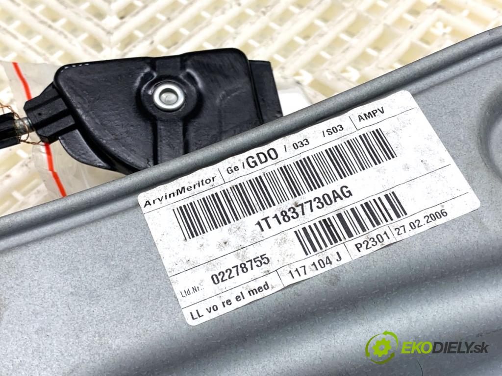 VW TOURAN nadwozie wielkoprzestrzenne (MPV) 2006 77 kW 1.9 TDI 1896 mechanismus okna pravý přední část 1T1837730AG