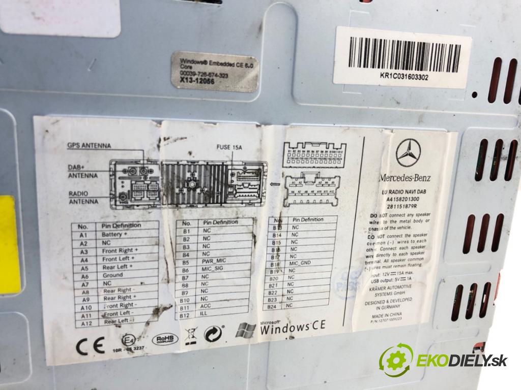 MERCEDES-BENZ CITAN Nadwozie pełne/minivan 2016 81 kW 111 CDI (415.603, 415.605) 1461 RADIO Navigácia  (Audio zariadenie)