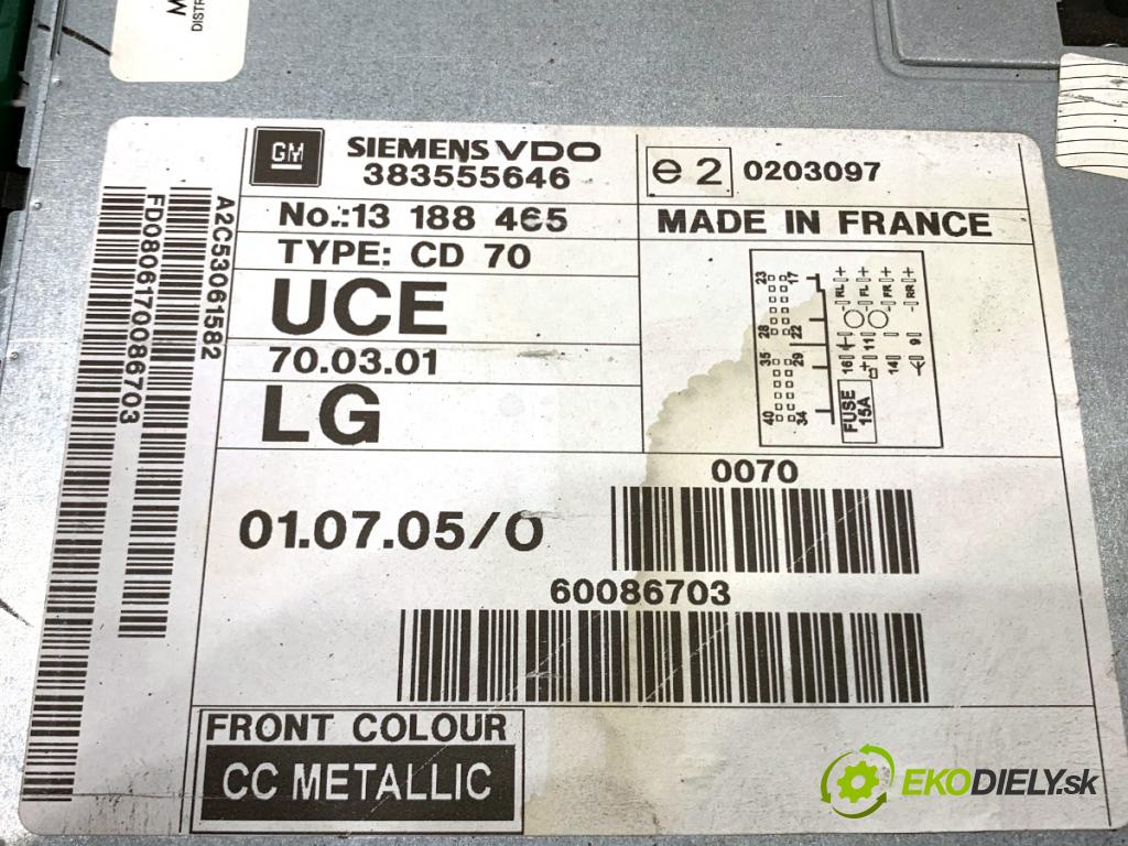 OPEL ZAFIRA B nadwozie wielkoprzestrzenne (MPV) 2006 103 kW 1.8 (M75) 1796 RADIO 13188465 (Audio zariadenie)