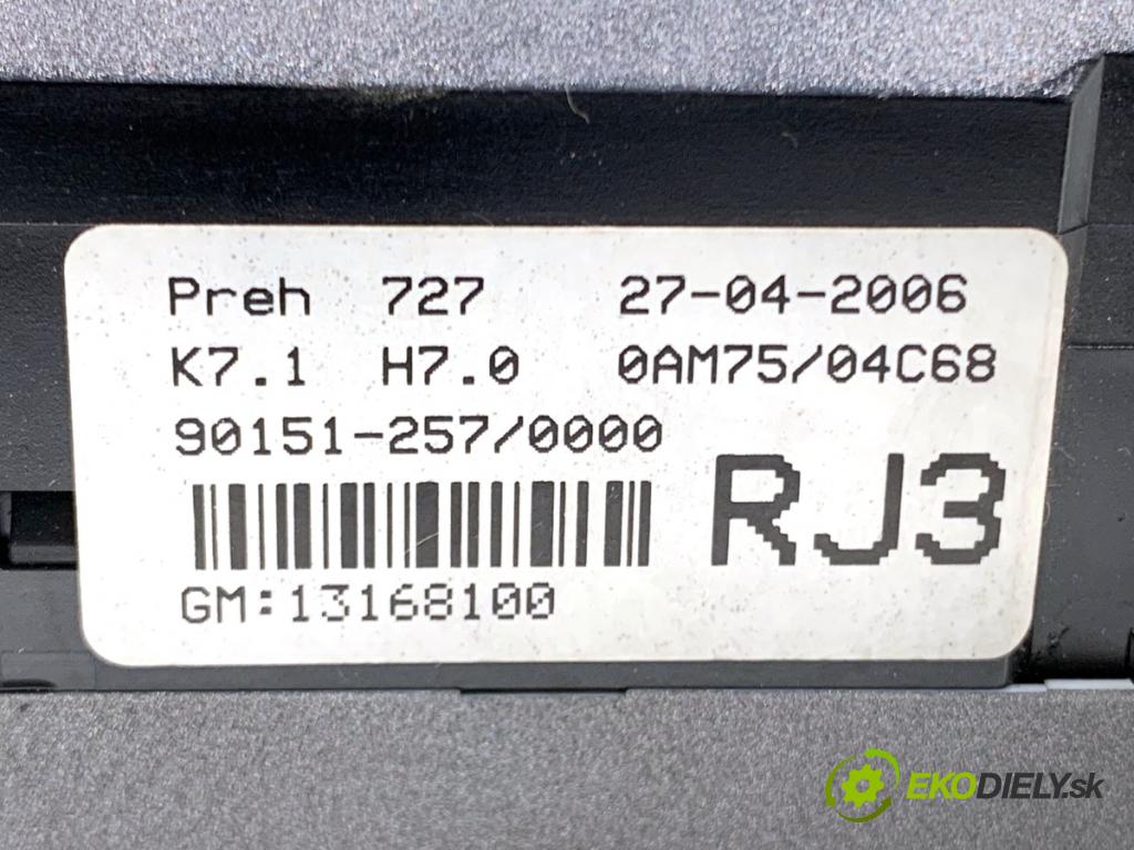 OPEL ZAFIRA B nadwozie wielkoprzestrzenne (MPV) 2006 103 kW 1.8 (M75) 1796 Panel ovládania kúrenia 13168100 (Prepínacie páčky pod volantom)