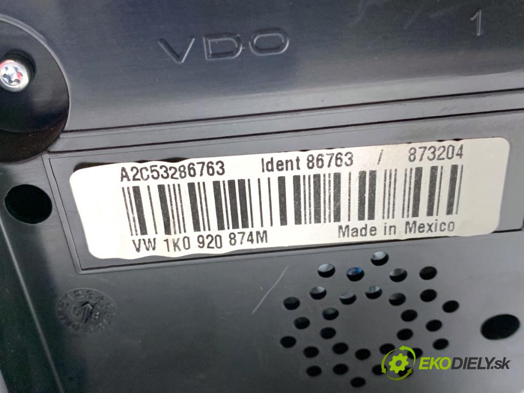VW GOLF V Kombi 2008 77 kW 1.9 TDI 1896 Prístrojovka 1K0920874M (Prístrojová doska)