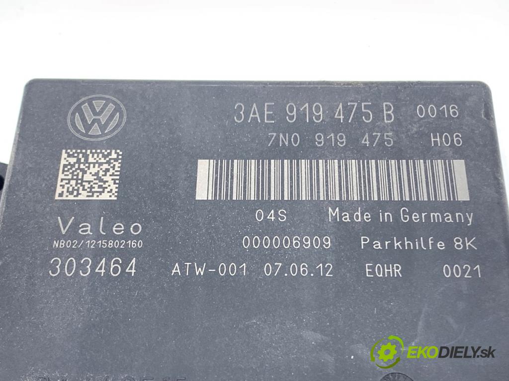 VW PASSAT B7 Kombi 2012 118 kW 1.8 TSI 1798 modul PDC 3AE919475B (Řídící jednotka ostatní)