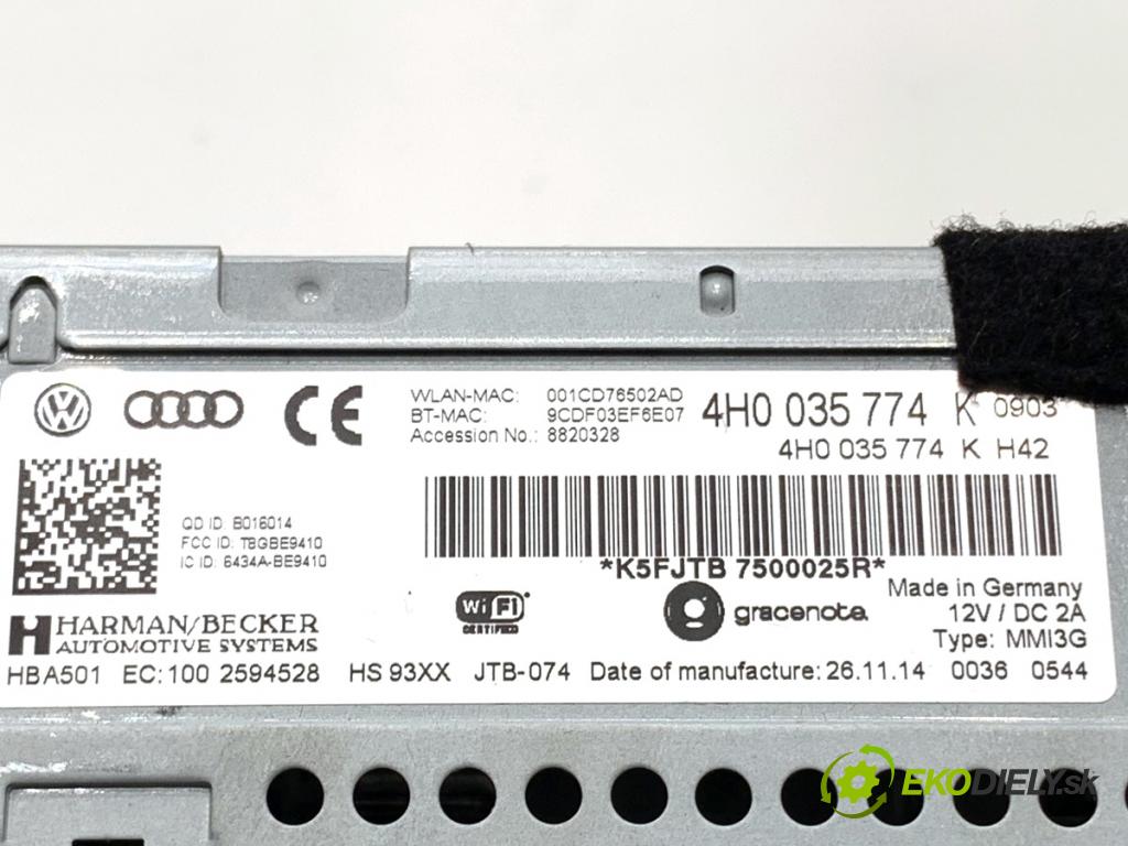 AUDI A8 D4 sedan 2015 368 kW 6.3 W12 quattro 6299 čítač navigácie MMI 4H0035774K