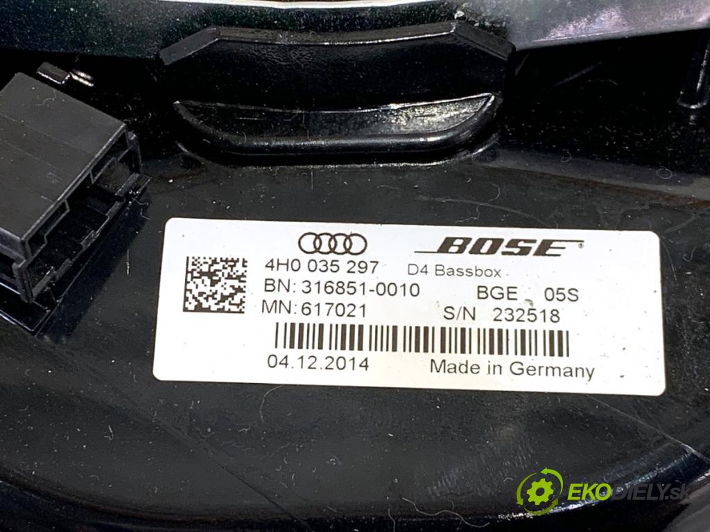 AUDI A8 D4 sedan 2015 368 kW 6.3 W12 quattro 6299 reproduktory 4H0035297 4H0035411A