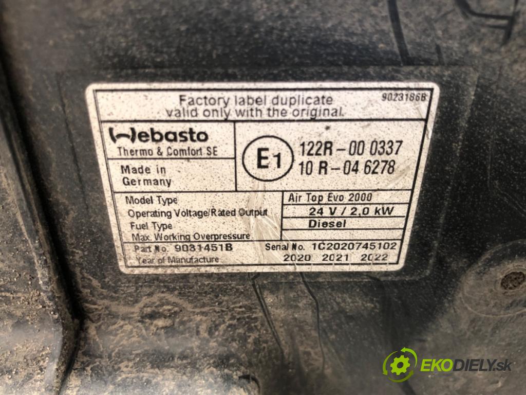 RENAULT TRUCKS T Platforma / podwozie 2020 338 kW T460 338 kW [460 KM] olej napędowy 2013 - 2022 10837 Webasto air TOP EVO 2000 7423440194