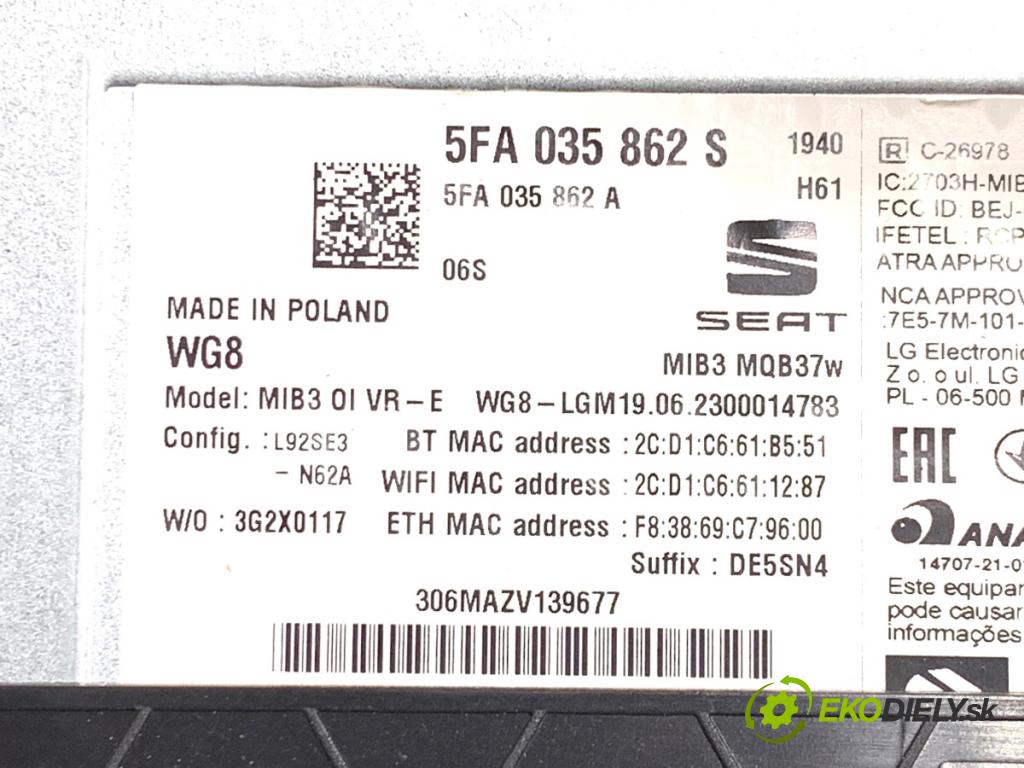 CUPRA FORMENTOR SUV 2023 228 kW 2.0 TSI 4Drive 1984 RADIO 5FA035862S (Audio zařízení)