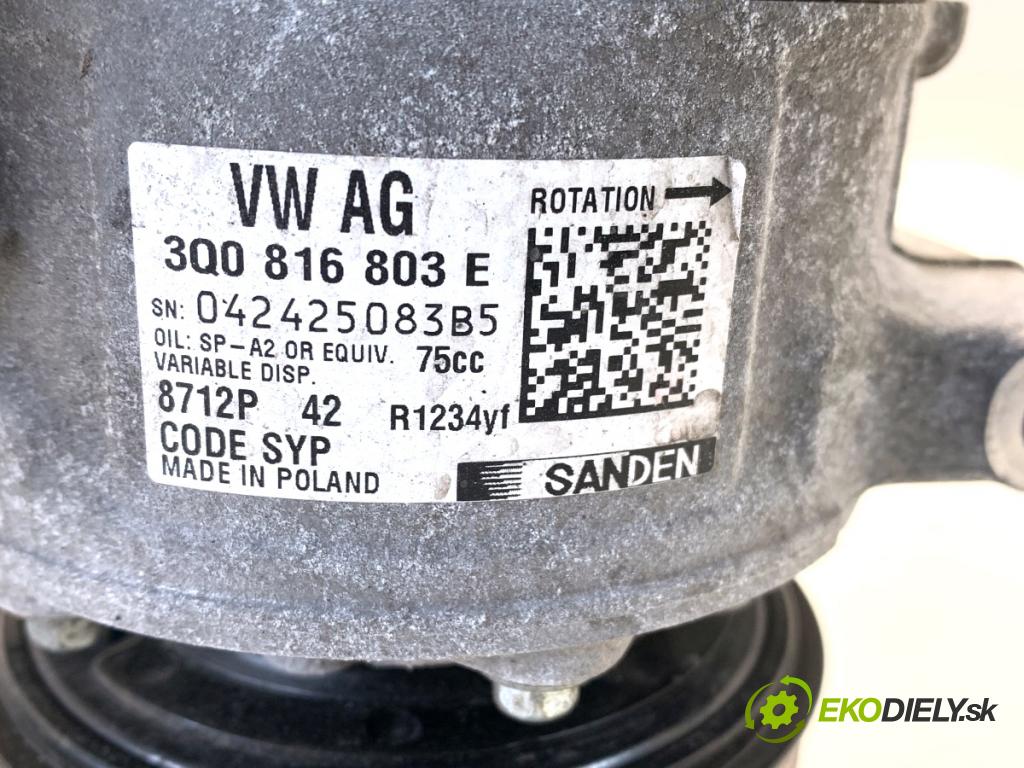 SKODA KAMIQ SUV 2023 81 kW 1.0 TSI 999 Kompresor klimatizácie 3Q0816803E (Kompresor klimatizácie)