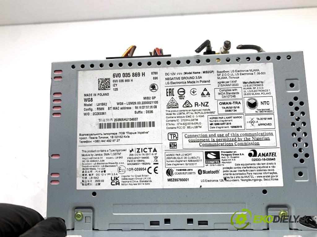 SKODA FABIA III Kombi 2022 44 kW 1.0 999 RADIO 6V0035869H (Audio zařízení)