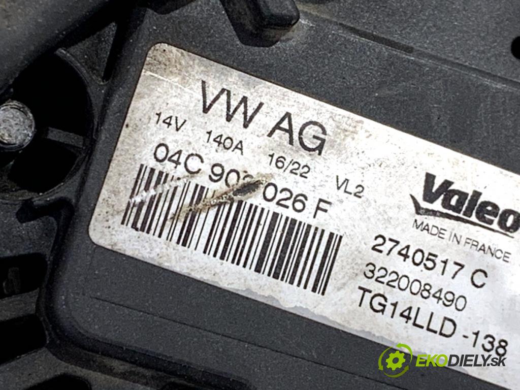 SKODA FABIA III Kombi 2022 44 kW 1.0 999 Alternátor 04C903026F (Alternátor)