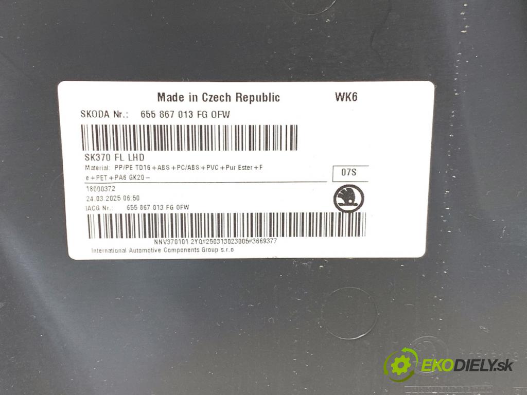 SKODA SCALA liftback 2025 85 kW 1.0 TSI 999 čalúnenie Dvere ľavy predný