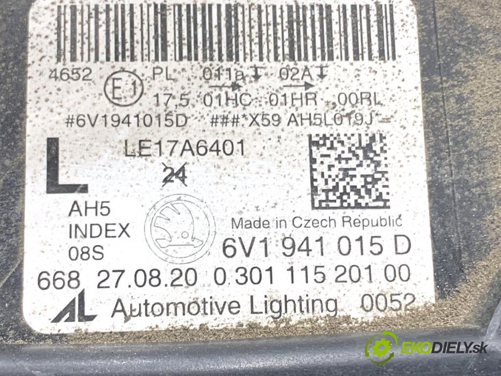 SKODA FABIA III Kombi 2020 44 kW 1.0 999 Svetlomet ľavy predný 6V1941015D