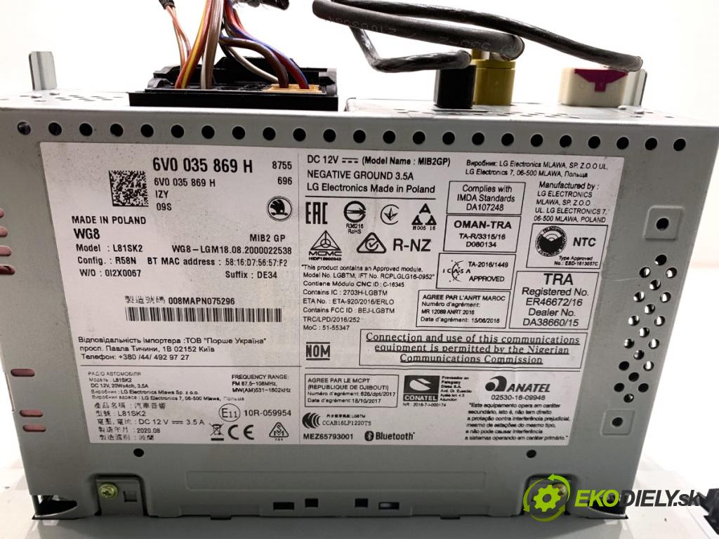 SKODA FABIA III Kombi 2020 44 kW 1.0 999 Dislpej 6V0035869H (Prístrojová doska)