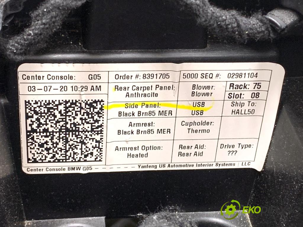BMW G05 SUV 2020 294 kW xDrive M 50 d 2993 Tunel stredový  (Stredový tunel)