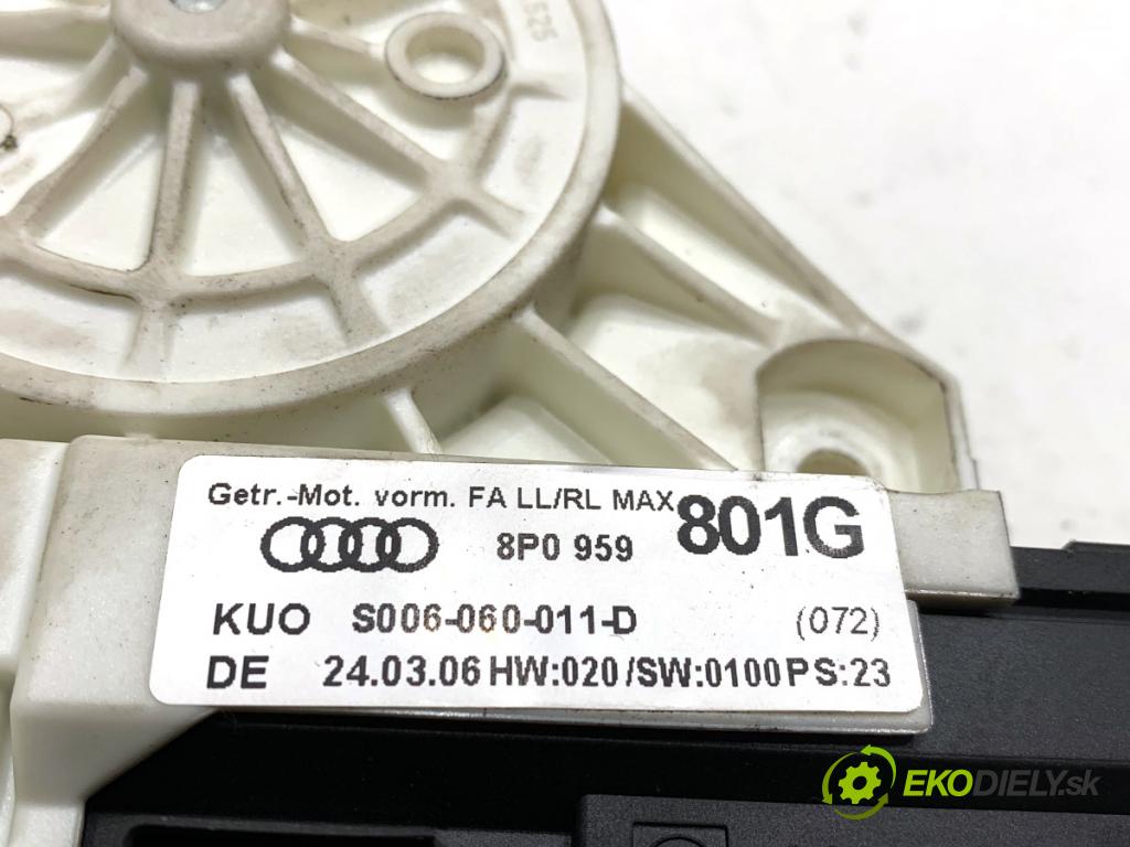 AUDI A3 8P liftback 2006 100 kW 2.0 TDI 1968 Motor sťahovania okna ľavy predný 8P0959801G