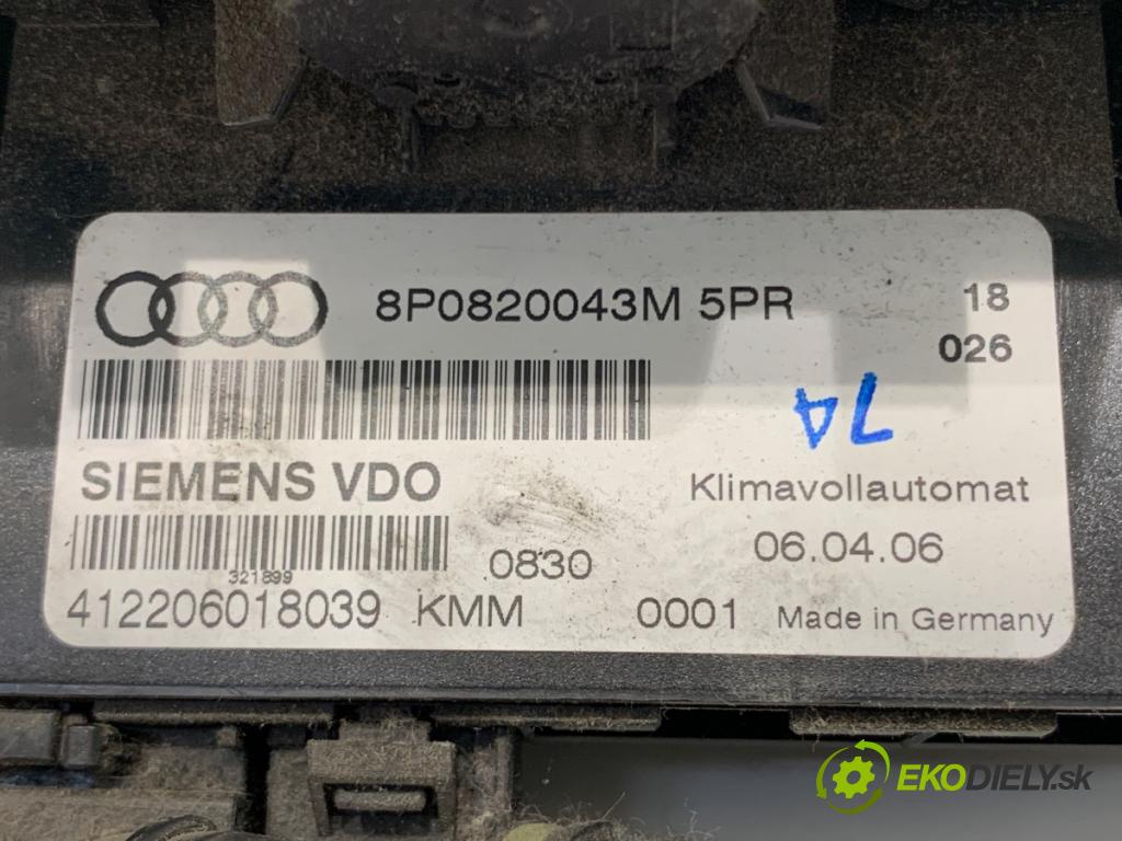 AUDI A3 8P liftback 2006 100 kW 2.0 TDI 1968 Panel ovládaní topení 8P0820043M (Páčky pod volantem)