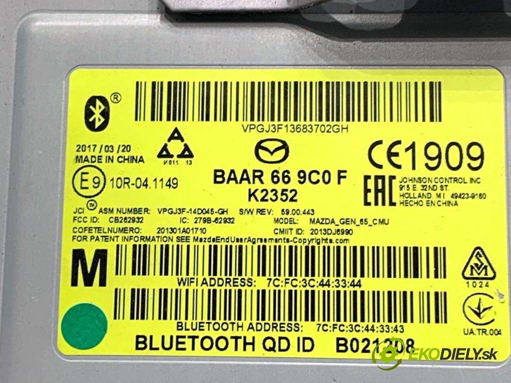 MAZDA CX-3 SUV 2017 88 kW 2.0 SKYACTIV-G (DK5W, DK6W) 1998 RADIO Navigácia BAAR669C0F (Audio zariadenie)