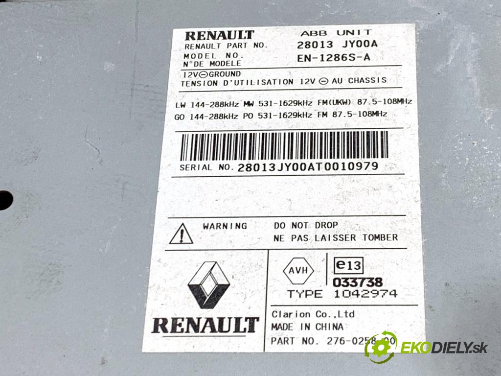 RENAULT KOLEOS I SUV 2008 110 kW 2.0 dCi 4x4 (HY0K) 1995 RADIO Navigácia 28013-JY00A (Audio zariadenie)