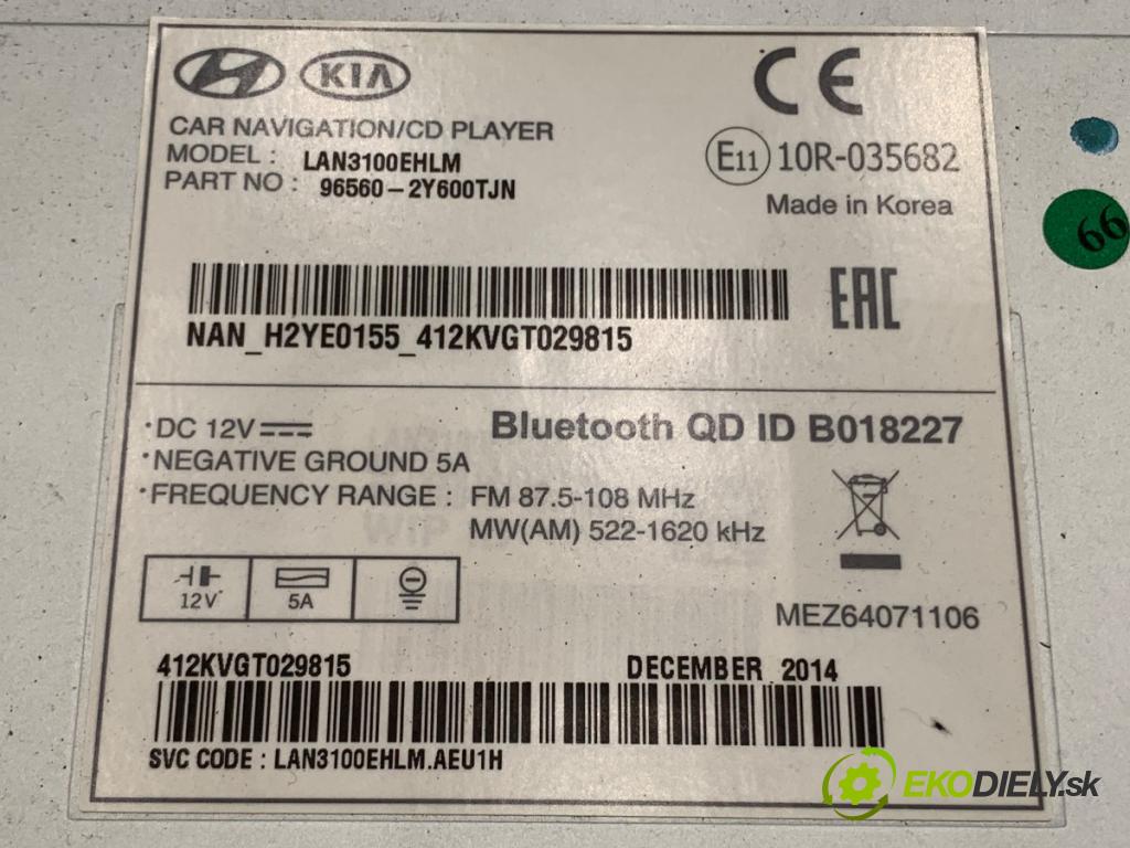HYUNDAI ix35 SUV 2015 99 kW 1.6 1591 RADIO 96560-2Y600TJN (Audio zařízení)