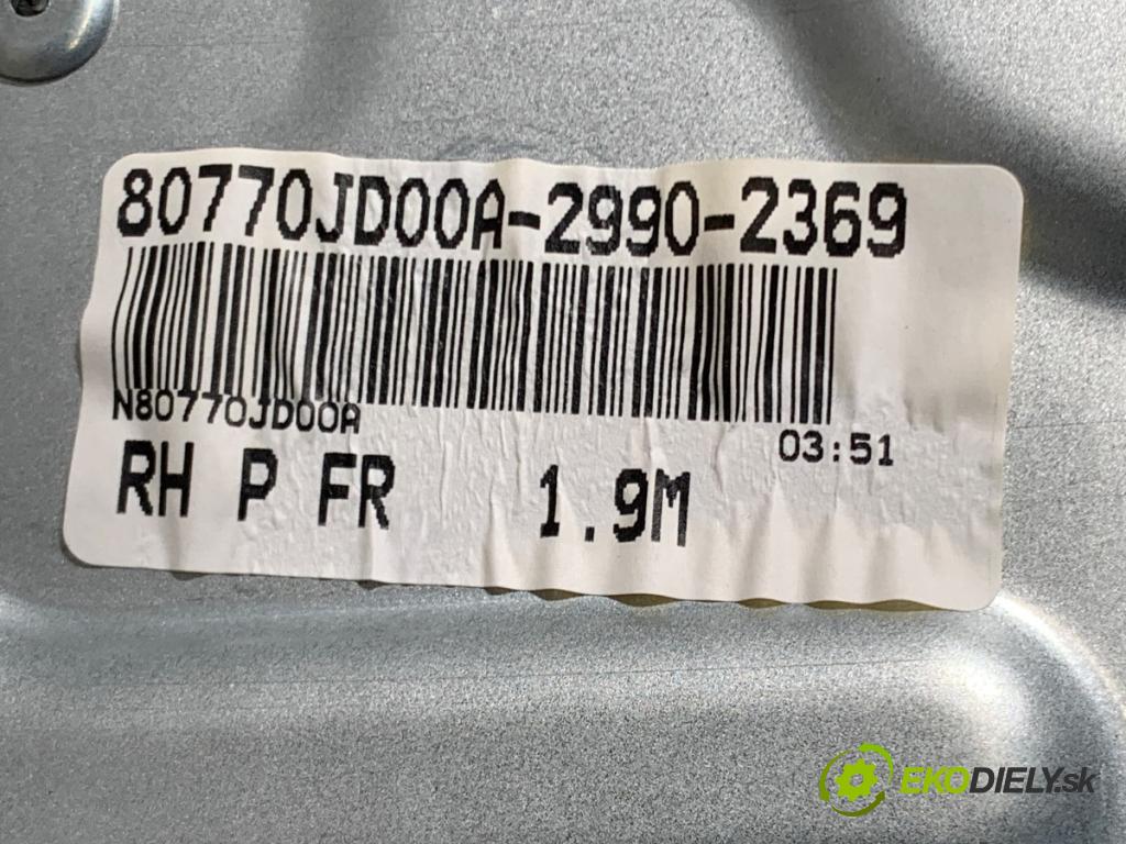 NISSAN QASHQAI J10 SUV 2011 104 kW 2.0 1997 mechanismus okna pravý přední část 80770JD00A