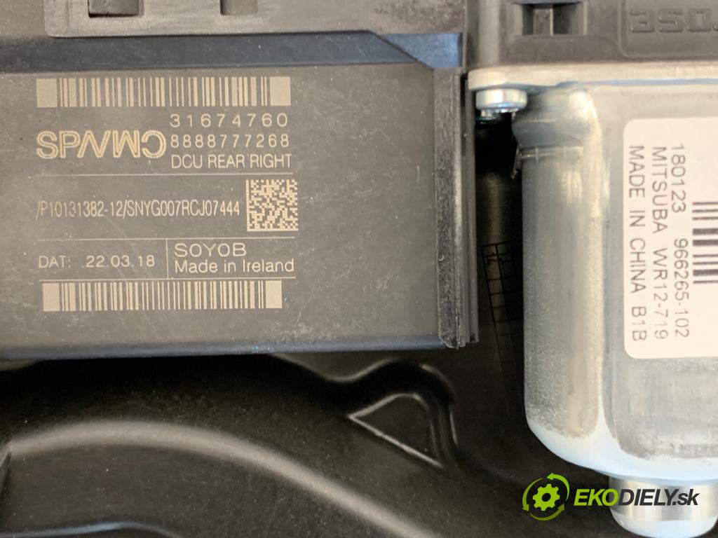 VOLVO XC60 II SUV 2018 140 kW D4 AWD 1969 mechanismus okna pravý zadní část 31674760