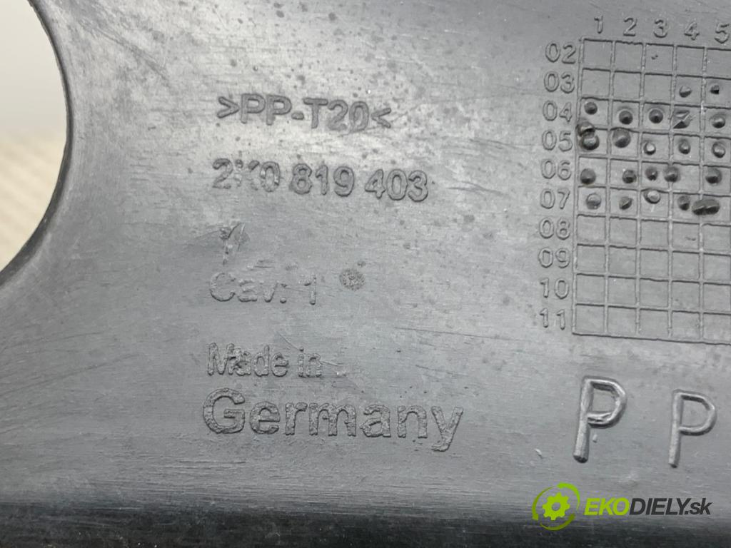 VW TOURAN nadwozie wielkoprzestrzenne (MPV) 2007 77 kW 1.9 TDI 1896 Torpédo, plast pod čelné okno 2K0819403 (Torpédo (plast pod čelným sklom))