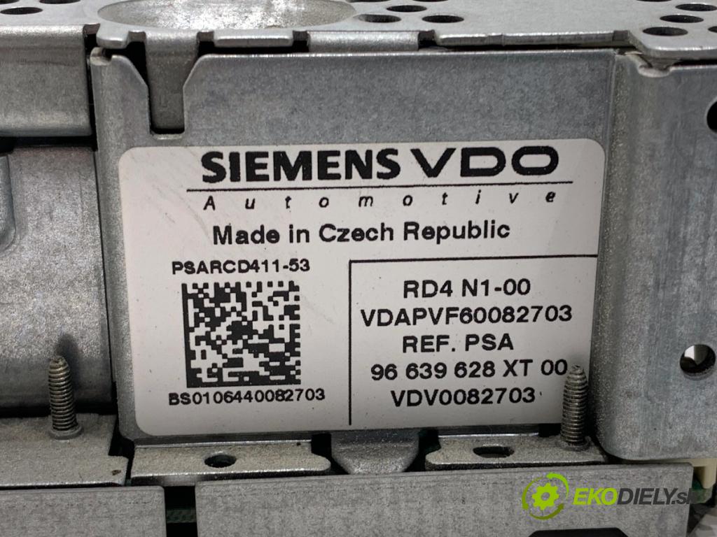 PEUGEOT 207 liftback 2007 50 kW 1.4 HDi 1398 RADIO 96639628XT (Audio zařízení)