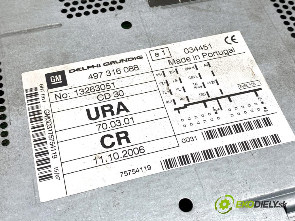 OPEL ASTRA H liftback 2007 66 kW 1.3 CDTI (L48) 1248 RADIO 13263051 (Audio zariadenie)