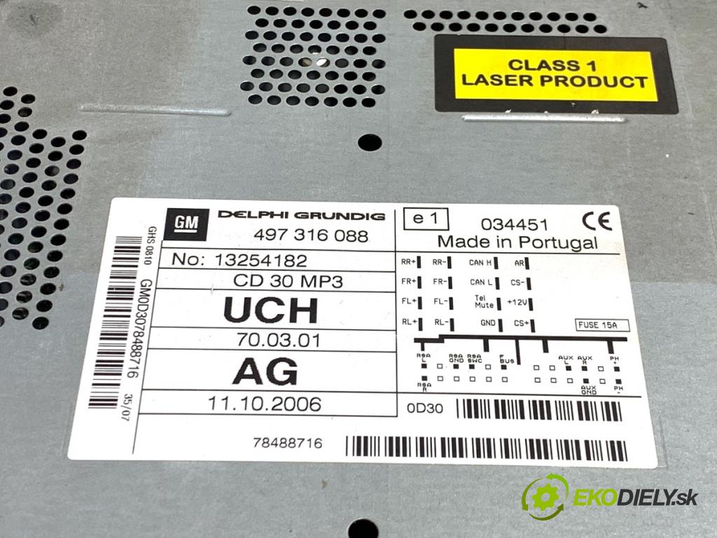 OPEL CORSA D liftback 2007 55 kW 1.3 CDTI (L08, L68) 1248 RADIO 13254182 (Audio zariadenie)