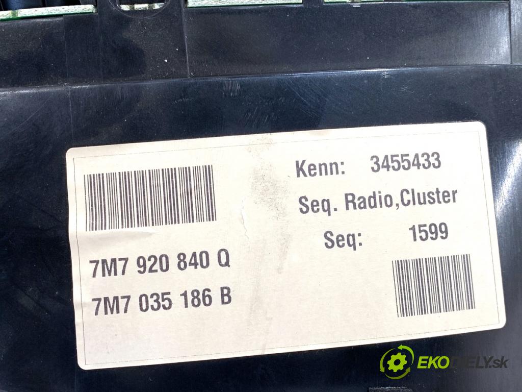SEAT ALHAMBRA I nadwozie wielkoprzestrzenne (MPV) 2008 103 kW 2.0 TDI 1968 Prístrojovka 7M7920840Q (Prístrojová doska)