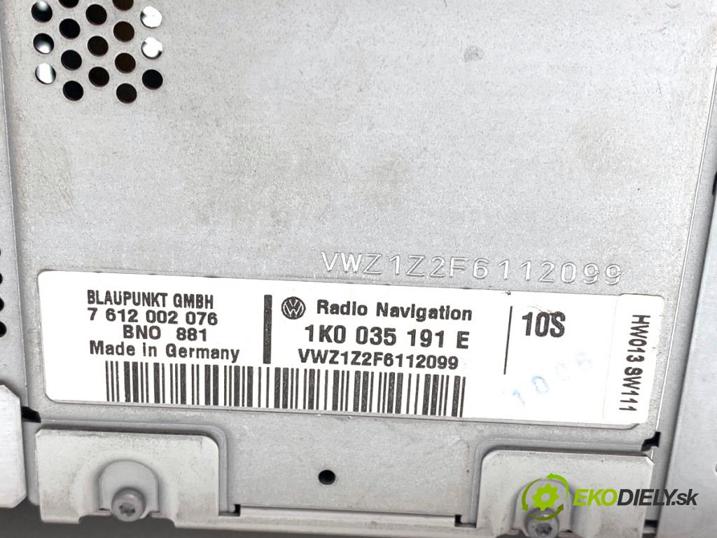 VW PASSAT B6 sedan 2007 77 kW 1.9 TDI 1896 RADIO 1K0035191E (Audio zariadenie)