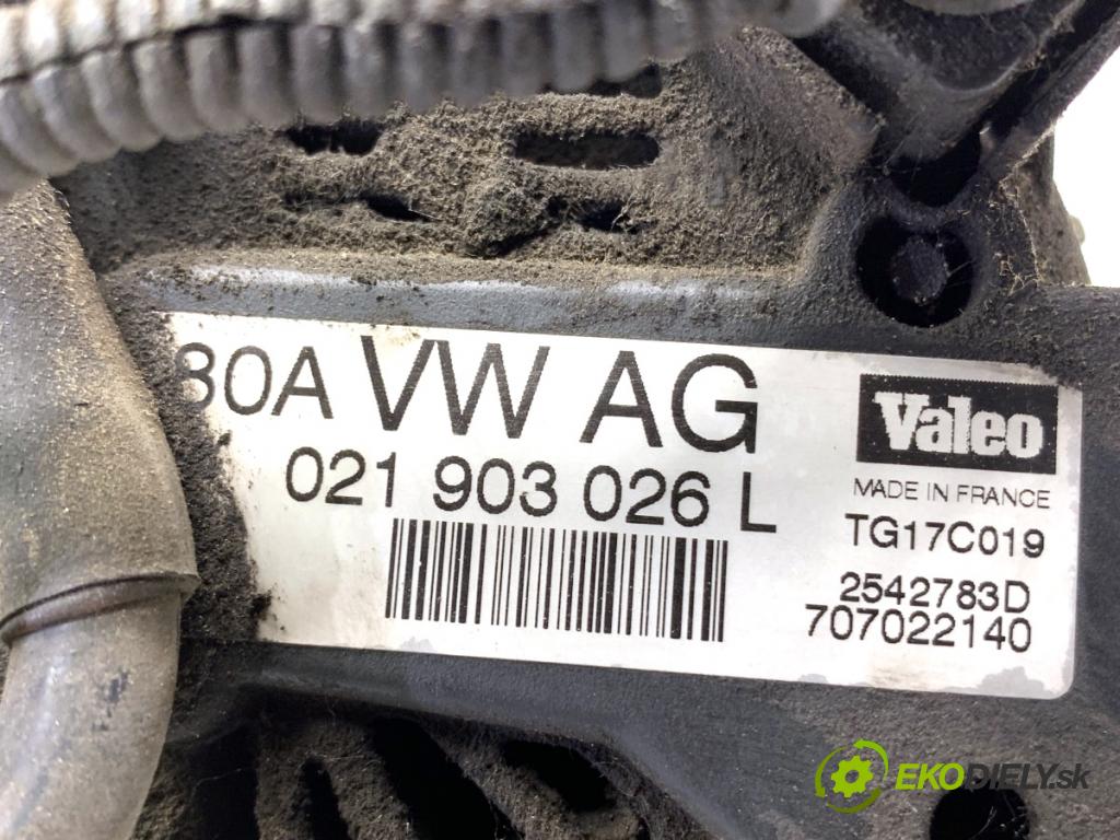 VW PASSAT B6 sedan 2007 77 kW 1.9 TDI 1896 Alternátor 021903026L (Alternátor)