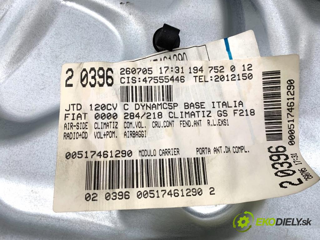 FIAT CROMA Kombi 2005 88 kW 1.9 D Multijet (194AXB1B) 1910 Mechanizmus okna pravy predný 46846774