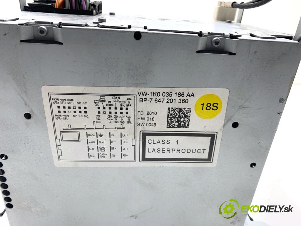 VW GOLF VI Kombi 2010 77 kW 1.6 TDI 1598 RADIO 1K0035186AA (Audio zariadenie)