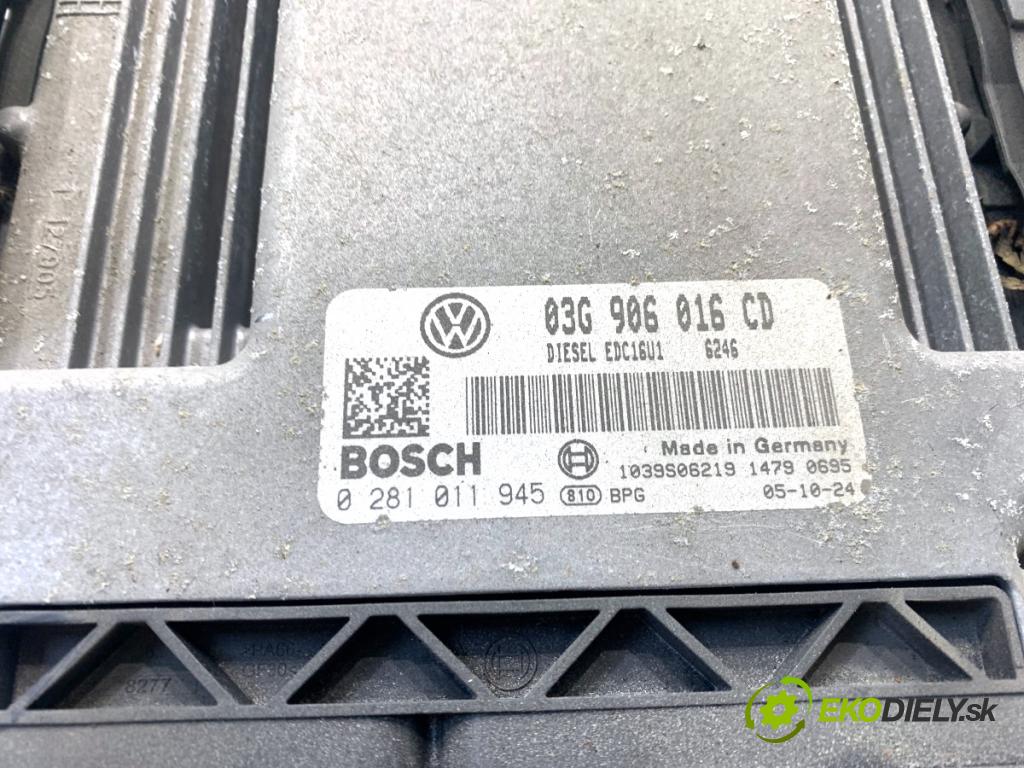 VW TOURAN nadwozie wielkoprzestrzenne (MPV) 2005 77 kW 1.9 TDI 1896 řídící jednotka motora 03G906016CD 0281011945 (Řídicí jednotka)