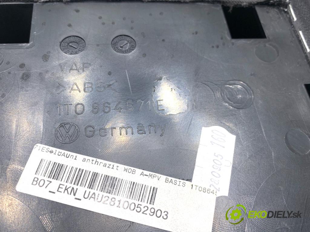 VW TOURAN nadwozie wielkoprzestrzenne (MPV) 2005 77 kW 1.9 TDI 1896 Lakťová opierka 1T0864571E (Lakťová opierka)